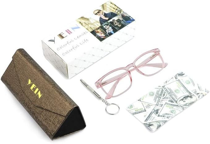 YEIN Bifocal Reading Glasses with Blue Light Blocking Lenses, Bifocal Reader for Women, Vintage Square frame with Spring Hinge (+0.00/+1.75 magnification)