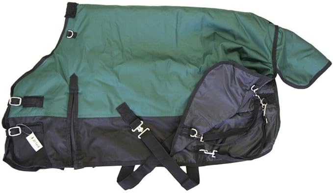 AJ Tack 1200D Waterproof Winter Pony Blanket - 300g Heavyweight Turnout with Fleece Collar, Shoulder Gussets & Tail Flap - Black 56"