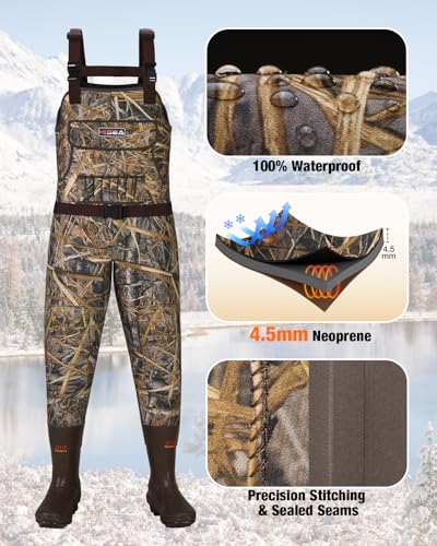 HISEA Women Waders Waterproof 400G Insulated Neoprene Chest Wader for Women - color: Next Camo, size: 7