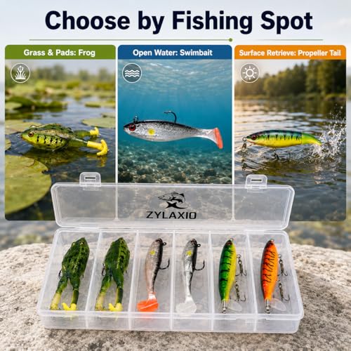 Bass Fishing Lures Kit, 6PCS Frog & Swimbait Set