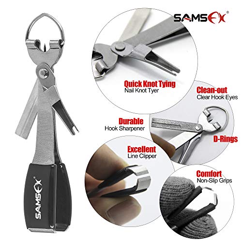SAMSFX Fly Fishing Knot Tying Tool with Break Away Badge Holder for Fly Fishing Tippet Spool Holding Neck Lanyard - color: Breakaway Lanyard & Silver Knot Tool