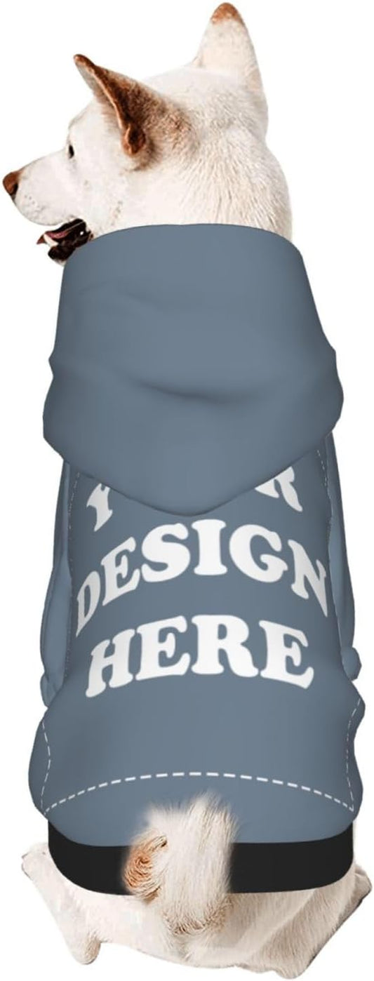 Personalized Chihuahua Dog Hoodie, Custom Pet Warm Sweatshirt Costume with Name Number Photo, Customize ID Clothes for Pupppy Kitten Dogs Cats, SlateGray, L