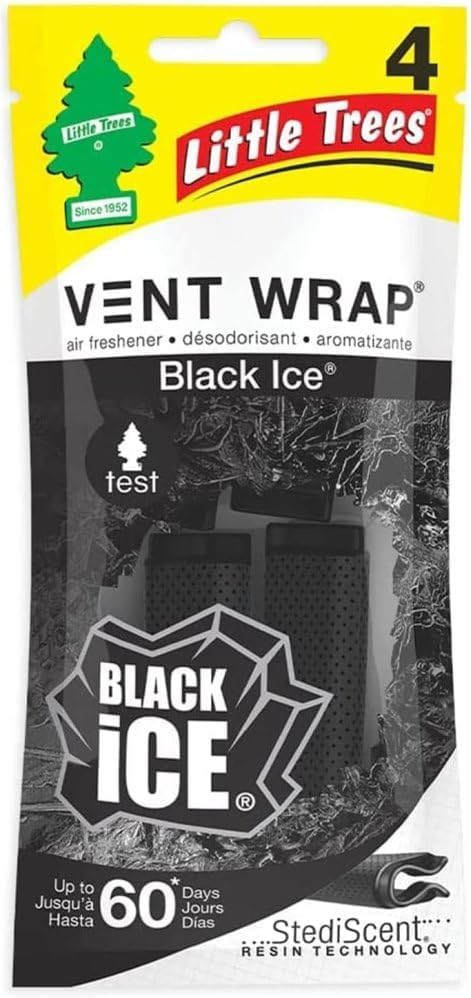 LITTLE TREES Car Air Freshener | Vent Wrap Provides Long Lasting Scent, Invisibly Fresh | Black Ice, 16 Air Fresheners