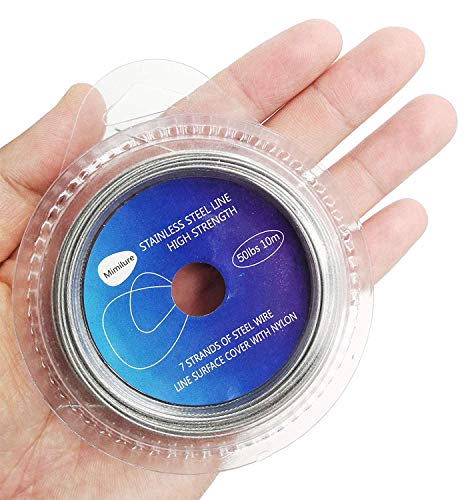 Wire Fishing Line Steel Leader: 10lb - 200lb Test Knottable Fishing Leader Making for Saltwater Rigging - 32.8ft Nylon Coated 7 Strands Silver String Wire with 20pcs Sleeves - size: 100lb Test, 0.031in/0.8mm Diameter