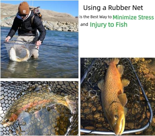 Rubber Fishing Net Replacement Hook Resist Fishing Nets for Fly Fish Landing Net, Trout Nets,Rubber Mesh Bag 4 Size - color: White, size: L:Fits Hoop 19.7"-21"|Net Dia.19.7"|Depth 24"