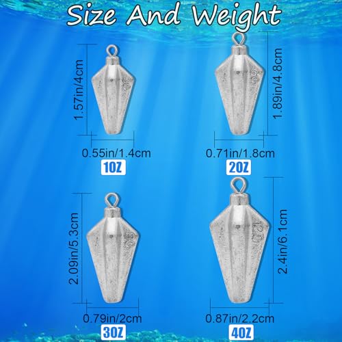 Fishing Pyramid Weights Rhombus Quadrangle Lead Triangle Fishing Sinkers | Surf Fishing Sinkers for Ocean Saltwater Fishing Casting Gear Tackle 1oz 2oz 3oz 4oz - size: 2oz-8pcs