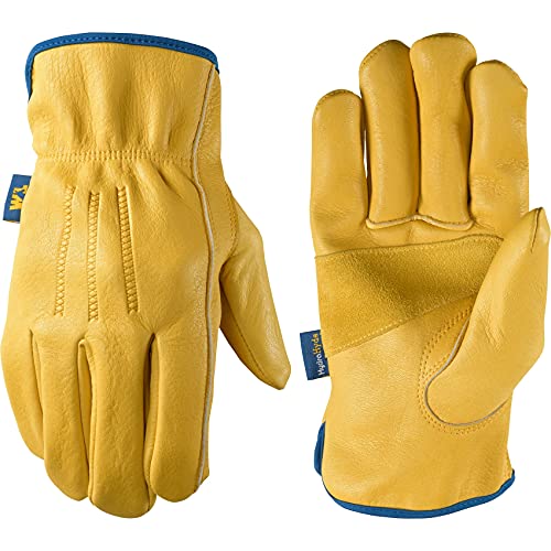 Wells Lamont Men's Slip-On HydraHyde Leather Work Gloves – Water-Resistant, Breathable, Durable – Ideal for Gardening, Landscaping, Ranching – Heavy Duty Leather Work Gloves – Saddletan, XX-Large - size: 2X-Large (Pack of 1), style: Slip-on