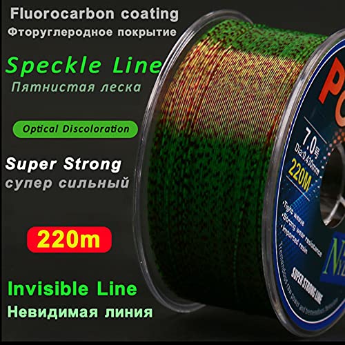 Fishing Wire 220 Meters Fluorocarbon Coated Fishing Line Spotted Line Monofilament Nylon Invisible Speckle Carp Fishing Line Nylon String (Color : 220M Green, Size : 1.2-0.181mm-7.5lb) - size: 1.2-0.181mm-7.5lb
