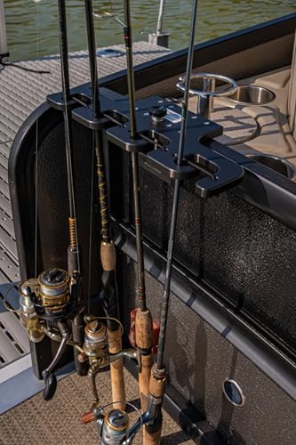 Pontoon Boat Fishing 4-Rod-Holder – No-Tool Rail Mount | USA Made | Deep Blue Outdoors - color: Gray
