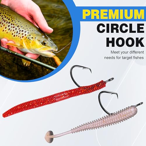 Circle Hooks Saltwater,100pcs Catfish Hooks Offset Circle Octopus Fishing Hooks High Carbon Steel 2X Strong Barbed Fishhooks for Bass Trout Freshwater Saltwater - size: 100pcs-1/0