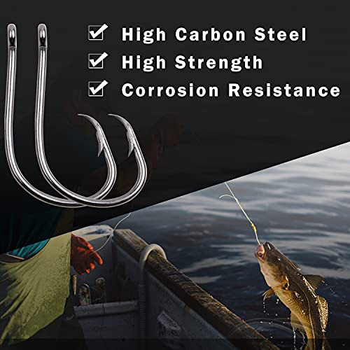 Inline Circle Hooks Saltwater, 100pcs Saltwater Fishing Hooks High Carbon Steel Fish Hook Straight Eye Octopus Hook for Catfish - size: 100PCS 1/0