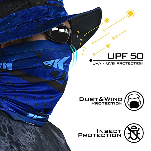 KastKing Sol Armis Neck Gaiter - UPF 50 Face Mask - UV Sun Protection Mask for Men & Women, Fishing, Hiking - color: G: Blue Patriot (Size: 19"x9.5"), size: One Size