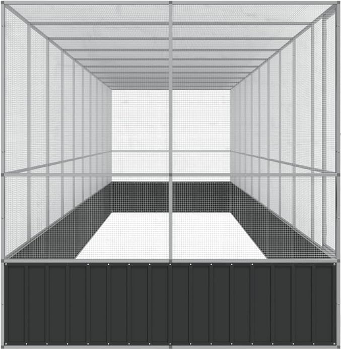 Outdoor Aviary Bird Cage, Galvanized Steel Outside Ample Activity Space Birdcage, 409.1"x81.5"x83.5", -271