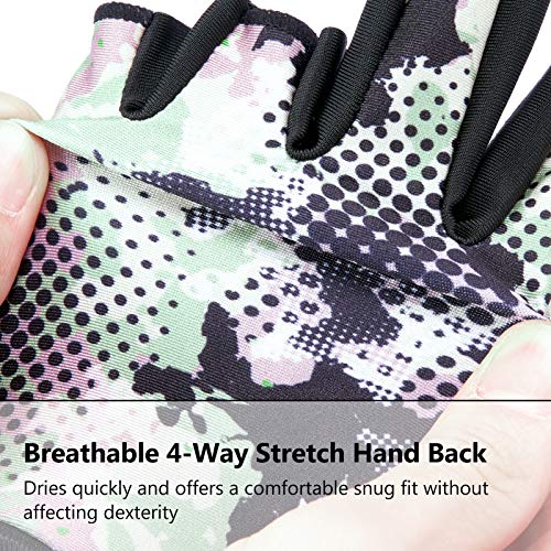 BASSDASH Astro Fishing Gloves Men’s Women’s Fingerless Gloves for Game Fishing Kayaking Paddling Sailing MTB - color: Black Spot Camo, size: X-Large