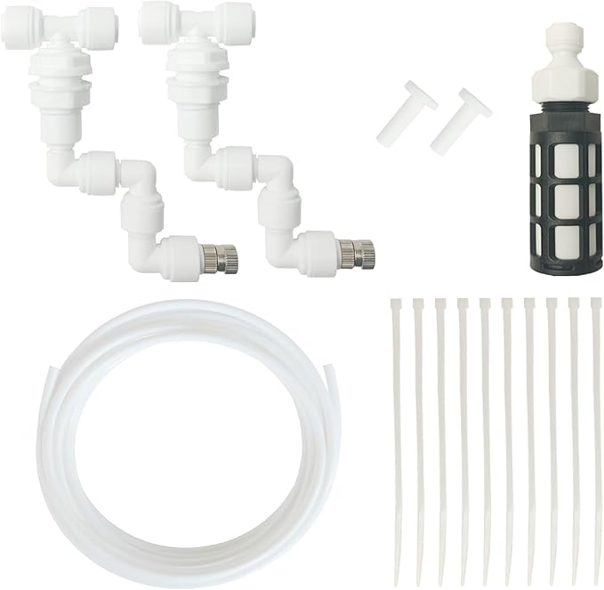 Reptile Terrariums Misting Accessories kit, 2PCS Adjustable Reptile Mister Nozzles, with 16ft 1/4 inch Tube, White