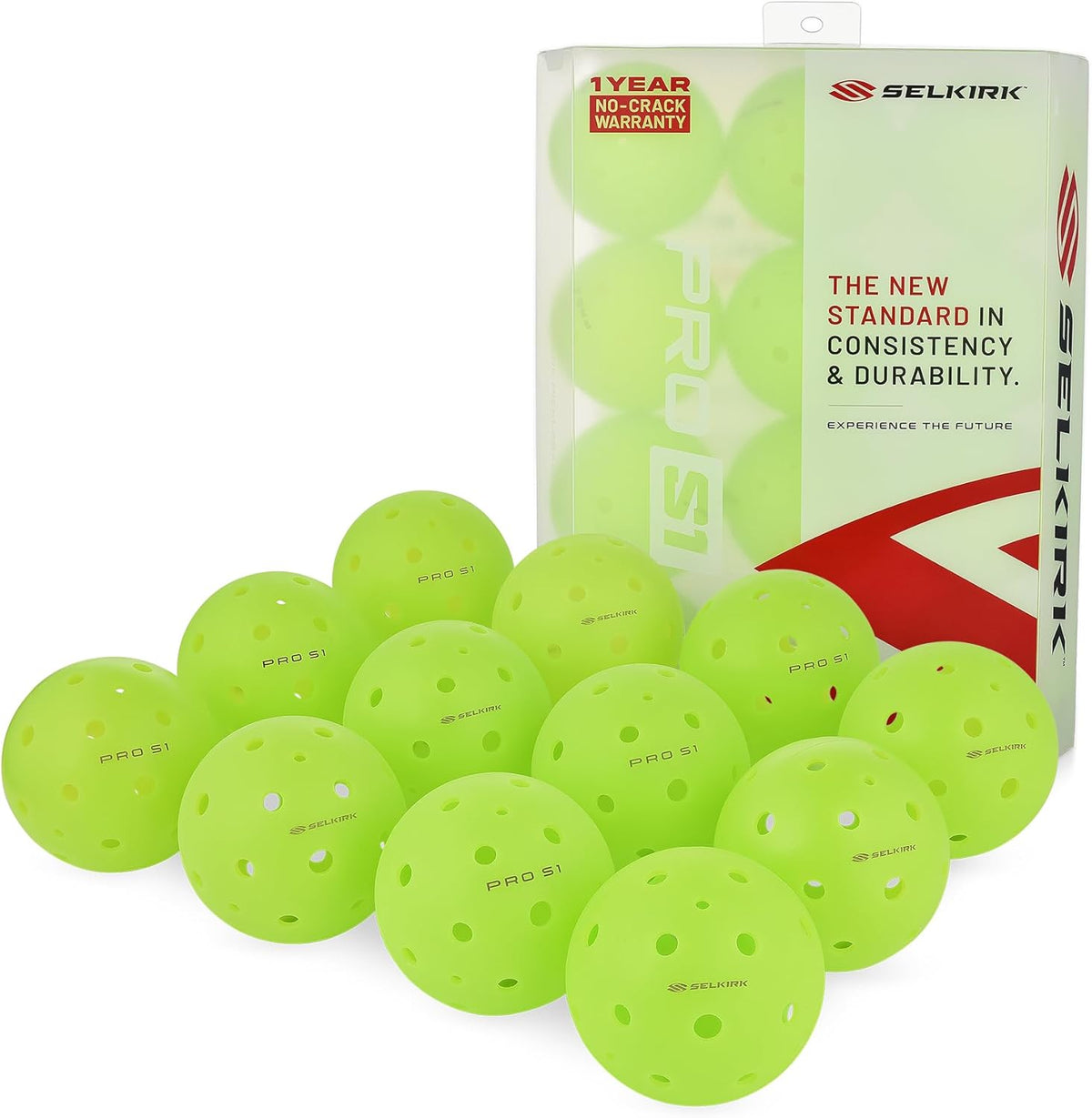 Selkirk Sport Pro S1 Ball | Crack-Resistant | 38 Hole Outdoor Pickleball Balls | USAPA Approved Pickle Ball for Tournament Play | Advanced Aerodynamics |