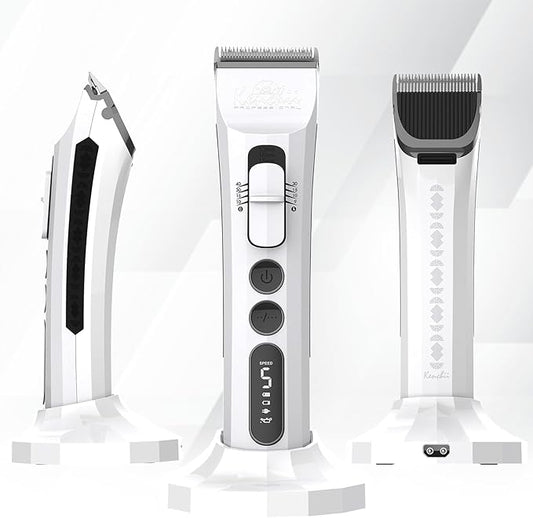 Kenchii Flash Dog Clippers for Grooming 4-in-1 Digital Cordless Cat & Dog Grooming Clipper for Pet Care, Precision Pet Grooming Trim, Shape, and Style Effortlessly, White