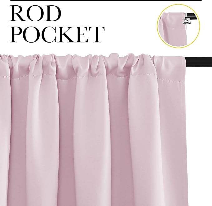 NICETOWN Blackout Curtains for RV Windows, Baby Pink, 2 Panels, Room Darkening