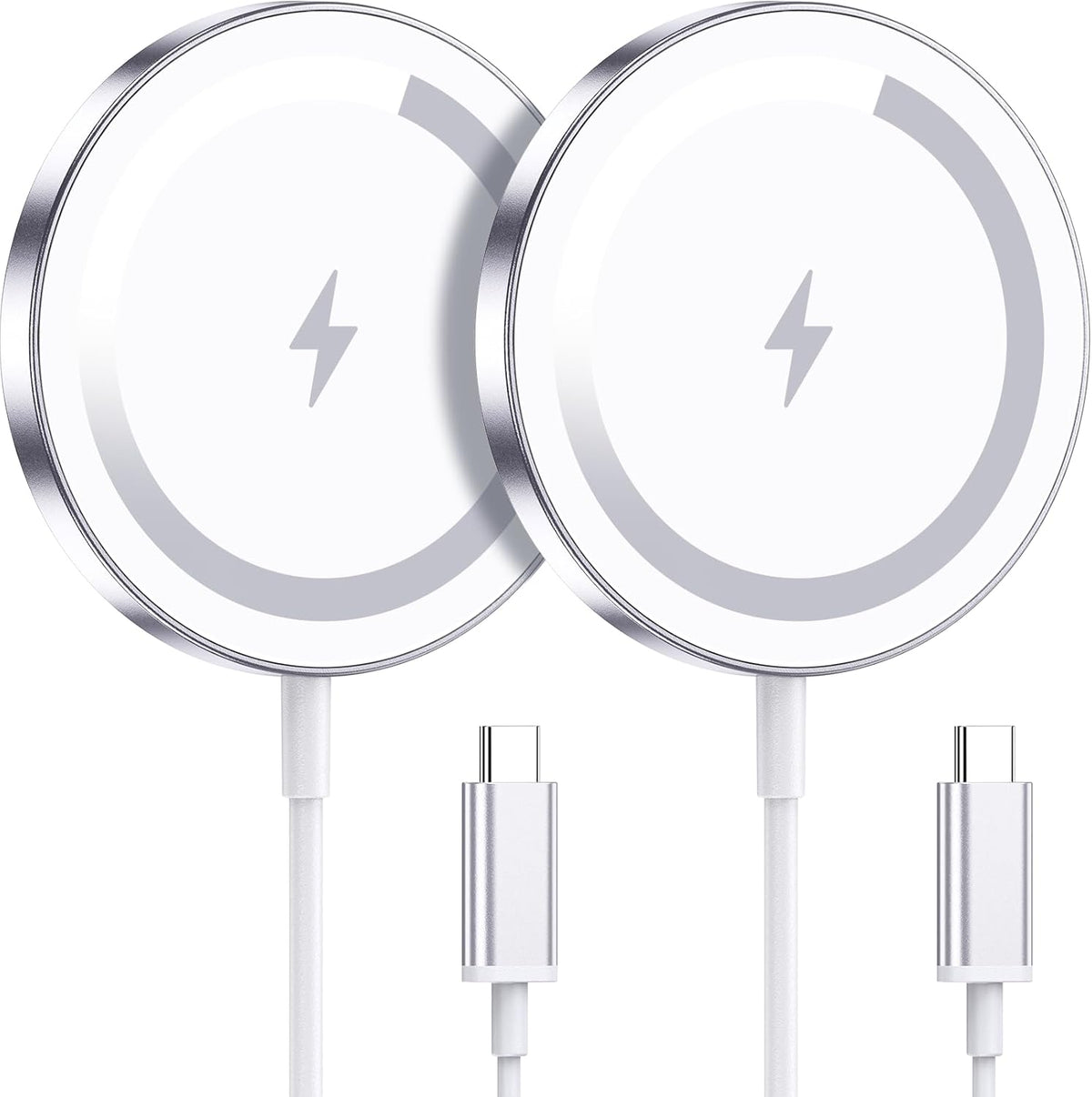 for Apple Mag-Safe Charger 2 Pack, Magnetic Wireless Charger for iPhone 17/17 Pro/17 Pro Max/Air/16 15 14 13 12 Pro Max Plus mini, Charging Pad for Airpods Pro 3 2,Strong Magnet, Silver