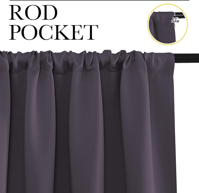NICETOWN Window Curtains Blackout Drapes, 1 Pair, 52 by 72-Inch, Thermal