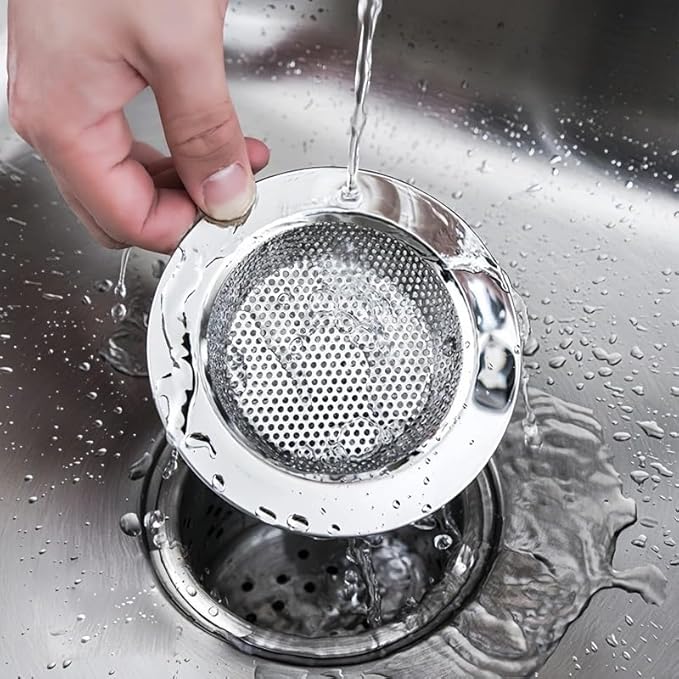 Kitchen Sink Strainer Basket Stainless Steel - Sink Drain Cover with Wide Rim, for Most Kitchen Sinks Anti-Clogging 4.5 in (2pc Silver)