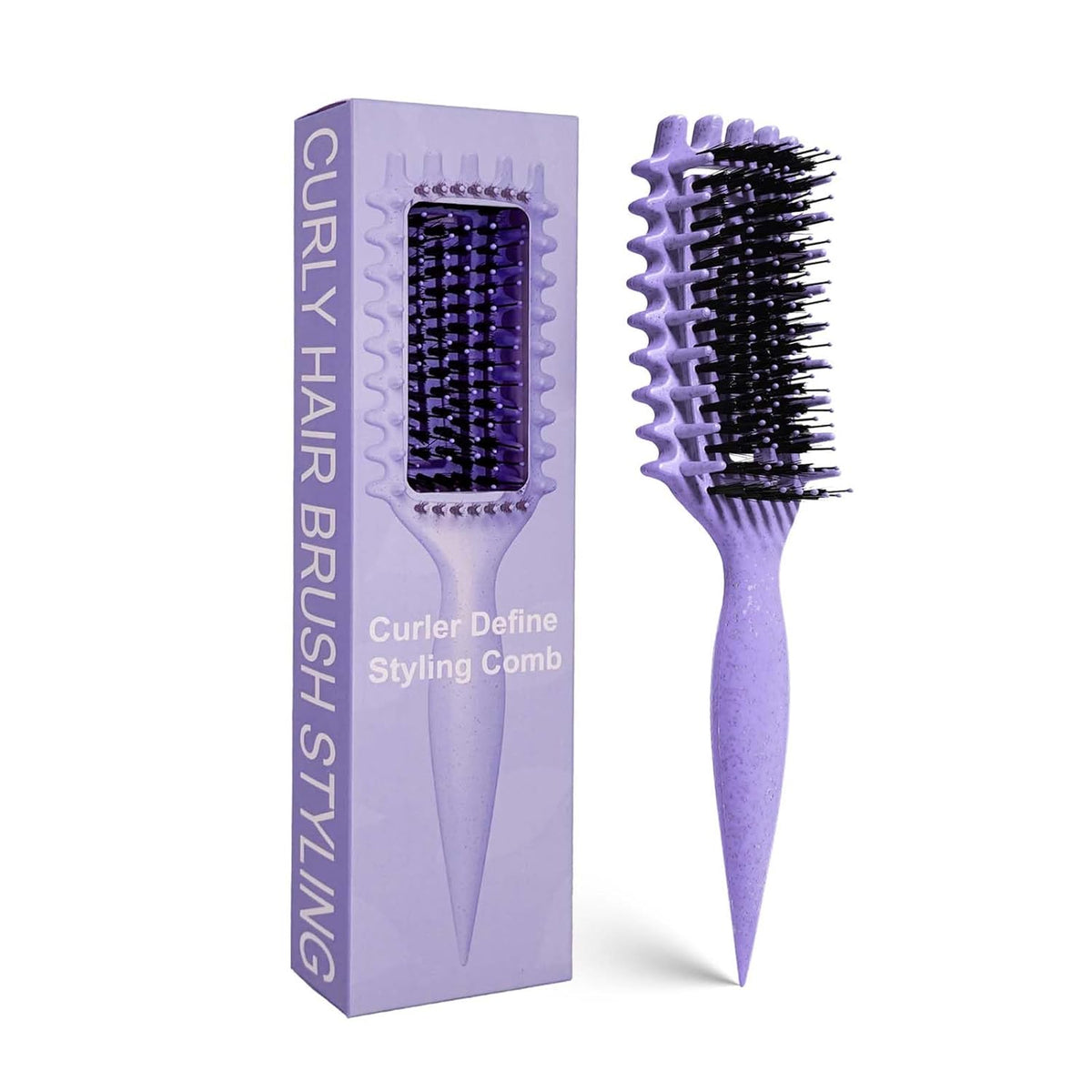 Curly Hair Brush Candybrush Curl Defining Brush for Detangling Shaping and Defining Curls for Women, Men, Wet & Dry Hair (Purple)