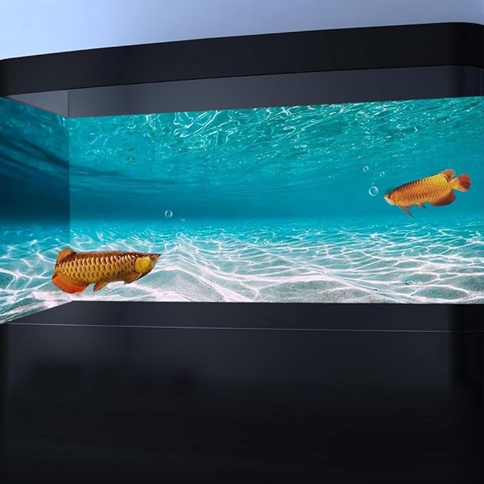 72X24IN Natural Undersea Aquarium Background, Undersea Beach Fish Tank Background, with 8 EVA Double-Sided Tape