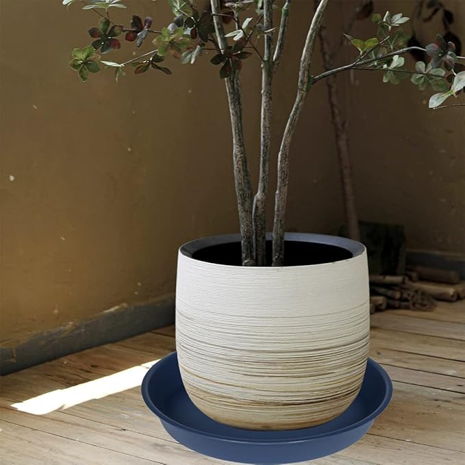 2 Pack of 10 inch Plant Saucer Gray, Heavy Duty Plastic Plant Saucer 10 inch Round, Durable Plant Tray for Pots, Plant Saucers for Indoors, Plant Trays for Planter 9"/10" (10", Blue)