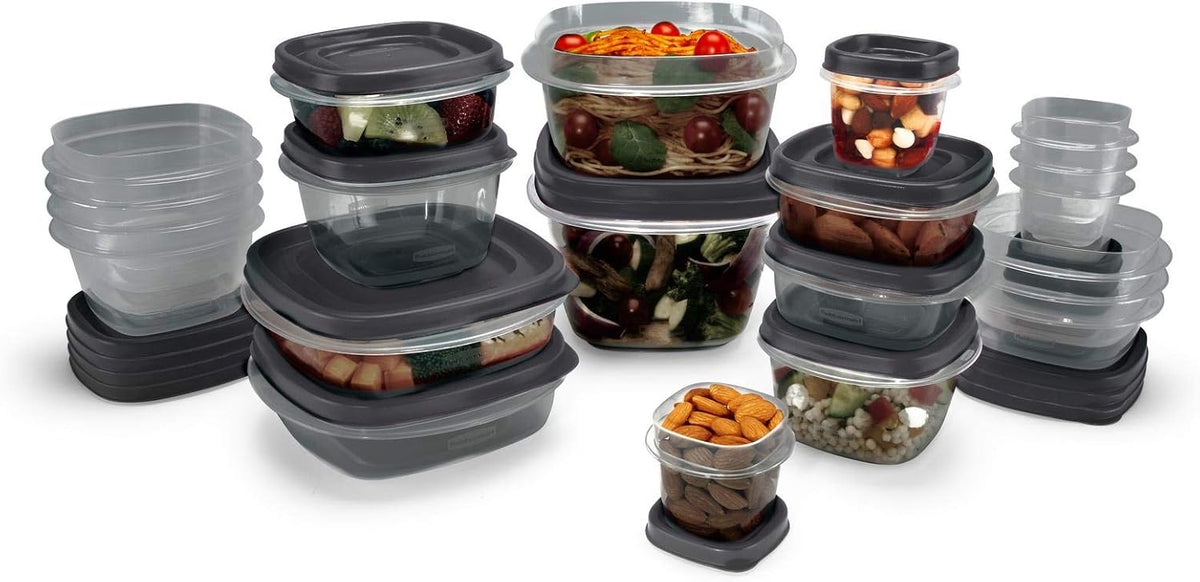 Rubbermaid 60-Piece Food Storage Containers with Lids, Microwave and Dishwasher Safe, Red Color, Ideal for Meal Prep and Pantry Storage