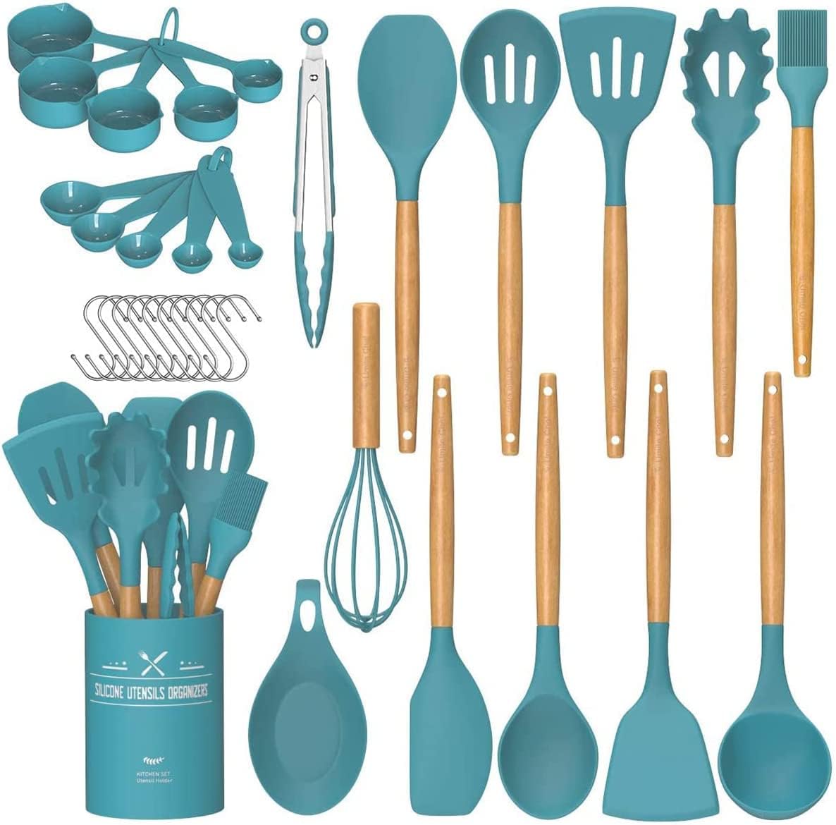 Umite Chef 33‑Piece Silicone Cooking Utensils Set with Holder