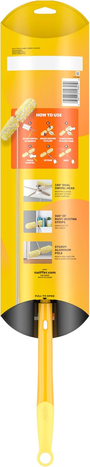 Swiffer Duster Kit with 6 ft Super Extendable Handle, Heavy Duty Starter Kit with 8 Refills