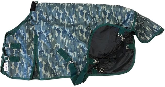AJ Tack 1200D Waterproof Winter Pony Blanket - 300g Heavyweight Turnout with Fleece Collar, Shoulder Gussets & Tail Flap - Black 56"