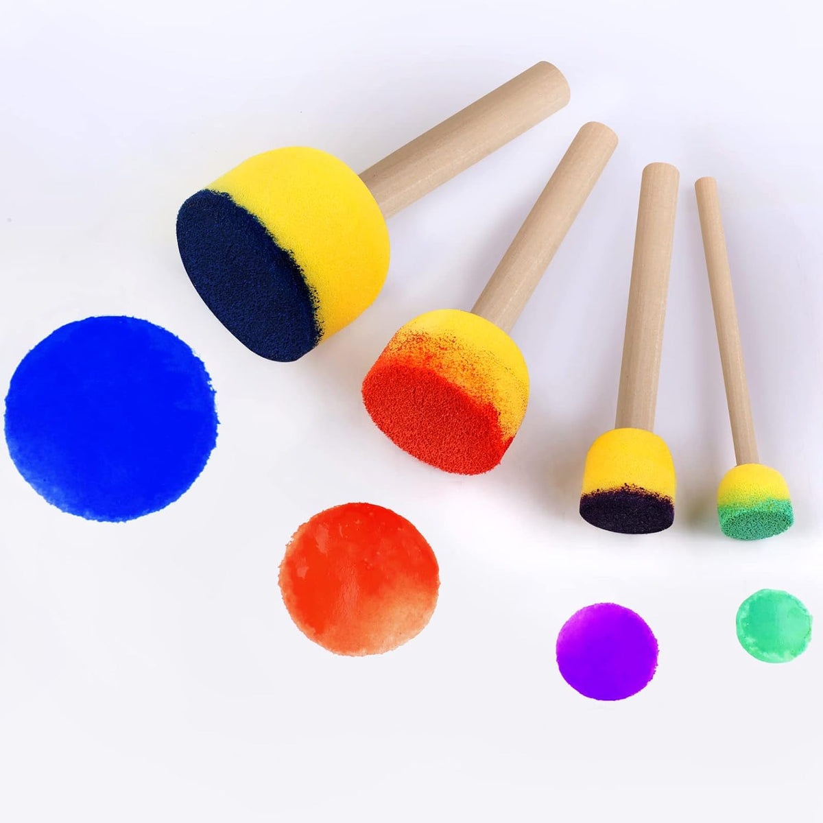 30 Pcs Round Sponges Brush Set, Round Sponge Brushes for Painting, Paint Sponges for Acrylic, Painting Tools for Kids Arts and Crafts (4 Sizes)