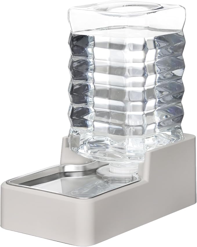 RIZZARI Stainless Steel Pet Water Feeder: 7.5L Automatic Leak-Proof Gravity Dispenser for Senior Dogs with Spine Problems - with Filter - Living Room Bedroom Use