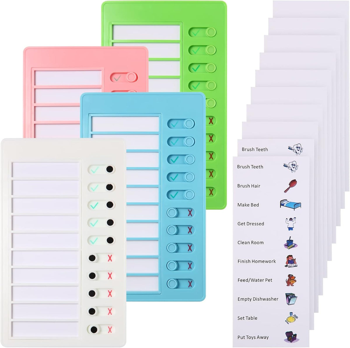 Aleric 4 Pieces Chores Chart for Kids Chore Chart, Sliding Routine Chart to Do List, My Chores RV Checklist Task Planning Board for Kids and Adults, ADHD Tools Routine Visual Schedule Reminder