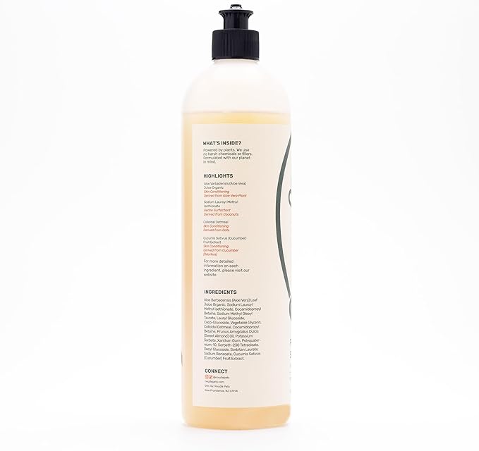 Pets - Fragrance Free Shampoudle, 16oz, Moisturizing and Gentle Natural pet Shampoo with Aloe, Coconut, and Oatmeal