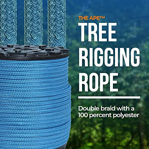 Pelican Rope High Strength Low Stretch Versatile Polyester Double Braid 100% Polyester Core and Cover The Ape Rigging Rope 5/8" x 150 ft. Blue - size: 5/8" x 150 ft.