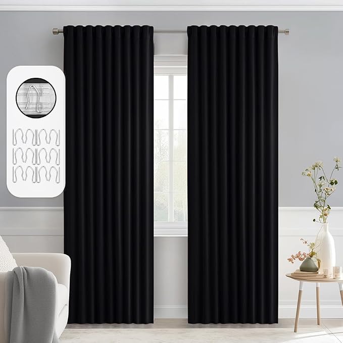MIULEE Back Tab Blackout Curtains 84 Inch Length 2 Panels Set