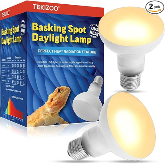 Heat Lamp Bulbs Reptile Basking Light Spot Daylight for Bearded Dragon,Lizard,Tortoise,Amphibian 75W(2 Pack)