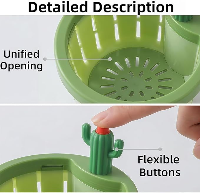 Cactus Kitchen Sink Drain Strainer, 2026 Upgrade Press Automatic Dumping Basket, Multi-Functional Anti-Clogging Kitchen Drainer With Lifting Handle (2A)
