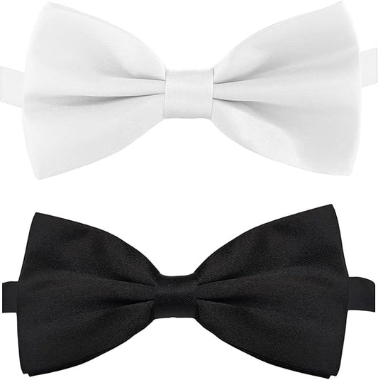 Dog Bow Tie for Large Dogs, KOOLMOX Adjustable Formal Dog Bowtie Collars for Medium Large Pet Cat Dog Christmas Wedding Birthday Graduation Holiday Homecoming Grooming Neck Bows, 2-Pack Black & White
