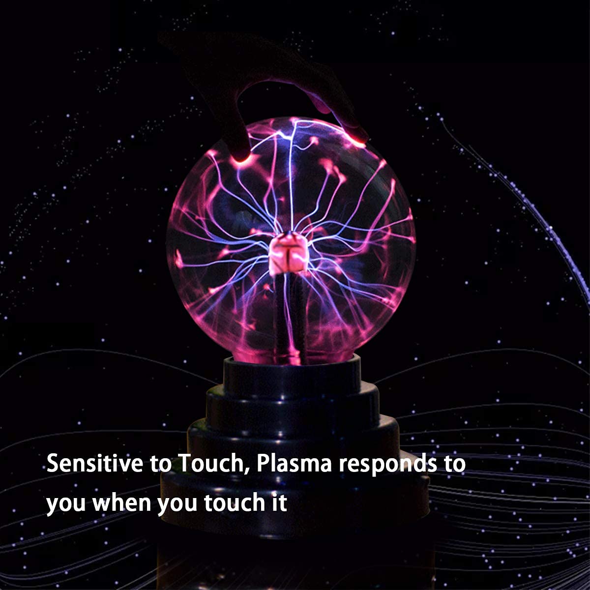 Stemclas Plasma Ball/Light/Lamp, Static Electricity Globe Electric Lightning Ball, Touch Sensitive, USB Powered, Amazing Gift for Parties, Birthday and Holiday, 3 Inch, for Age Over 14 Years Old