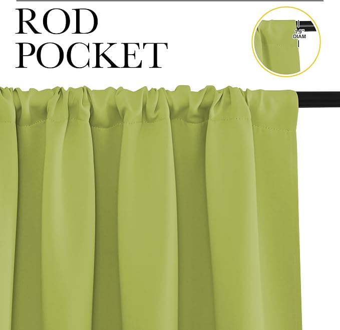 NICETOWN Fresh Green Blackout Curtains 48 inches Long