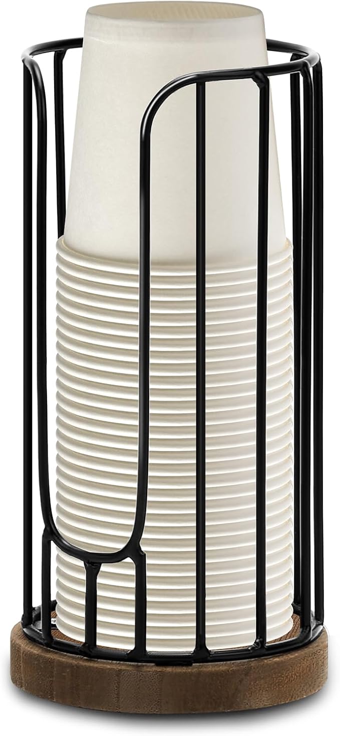Heightened Rural Style Bathroom Cup Dispenser, Small Disposable Paper Cup Holder, 3oz Disposable Mouthwash Cup Storage Rack, Iron Bathroom