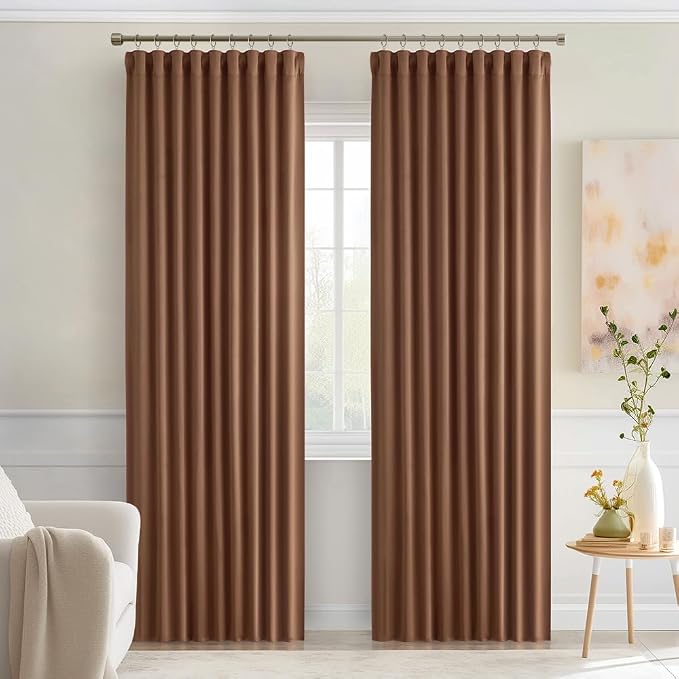 MIULEE Back Tab Blackout Curtains 90 Inch Long 2 Panels Set