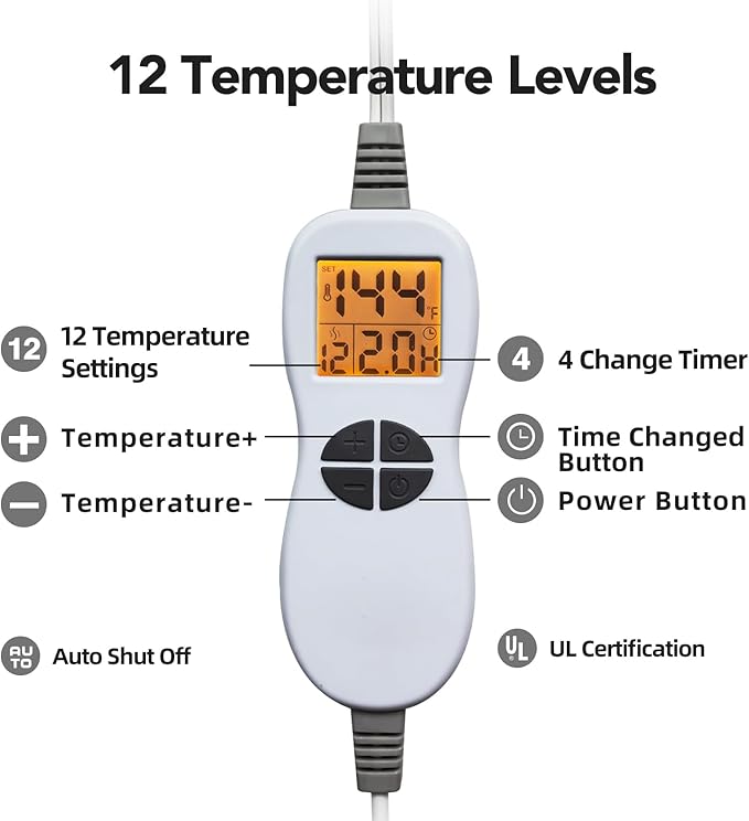 Ambershine 19''x24'' Weighted Neck & Shoulder Heating Pad, 2.5lbs with 12 Temperature Settings& 4 Auto-Off Timers, Pain Relief for Neck/Shoulder/Back, Christmas Gifts for Women Men Mom Dad (Gray)