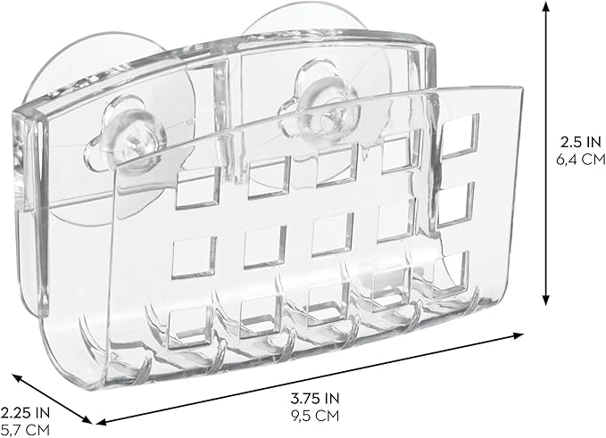 iDesign BPA-Free Plastic Sponge Holder for Kitchen Sink with Suction Cups, Ideal for Kitchen Sinks and Bathroom Organization, 3.75" x 2" x 2", Clear