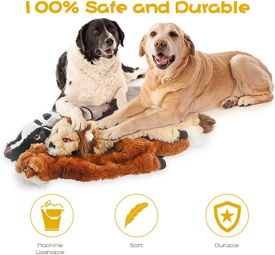 Dog Squeak Toys, No Stuffing Plush Dogs Chew Toy Bundle for Small Medium Large Breed Chewer Tough Durable Squeaky Pet Fetch Puppy Teething Chewing Interactive to Keep Them Busy Best Birthday Gift