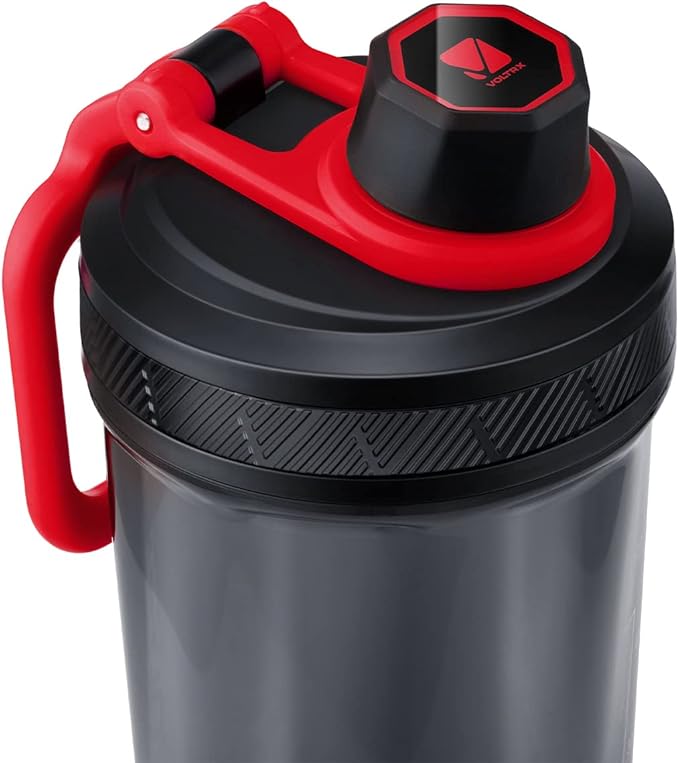 VOLTRX Shaker Bottle, Gallium USB C Rechargeable Electric Protein Shake Mixer, Shaker Cups for Protein Shakes and Meal Replacement Shakes, BPA Free, Made with Tritan, 20oz, Red