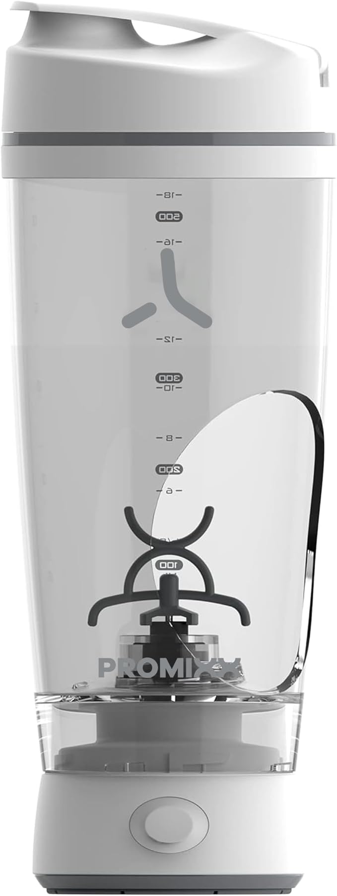 Promixx Original Shaker Bottle - Battery-powered for Smooth Protein Shakes - BPA Free, 20oz Cup (White)